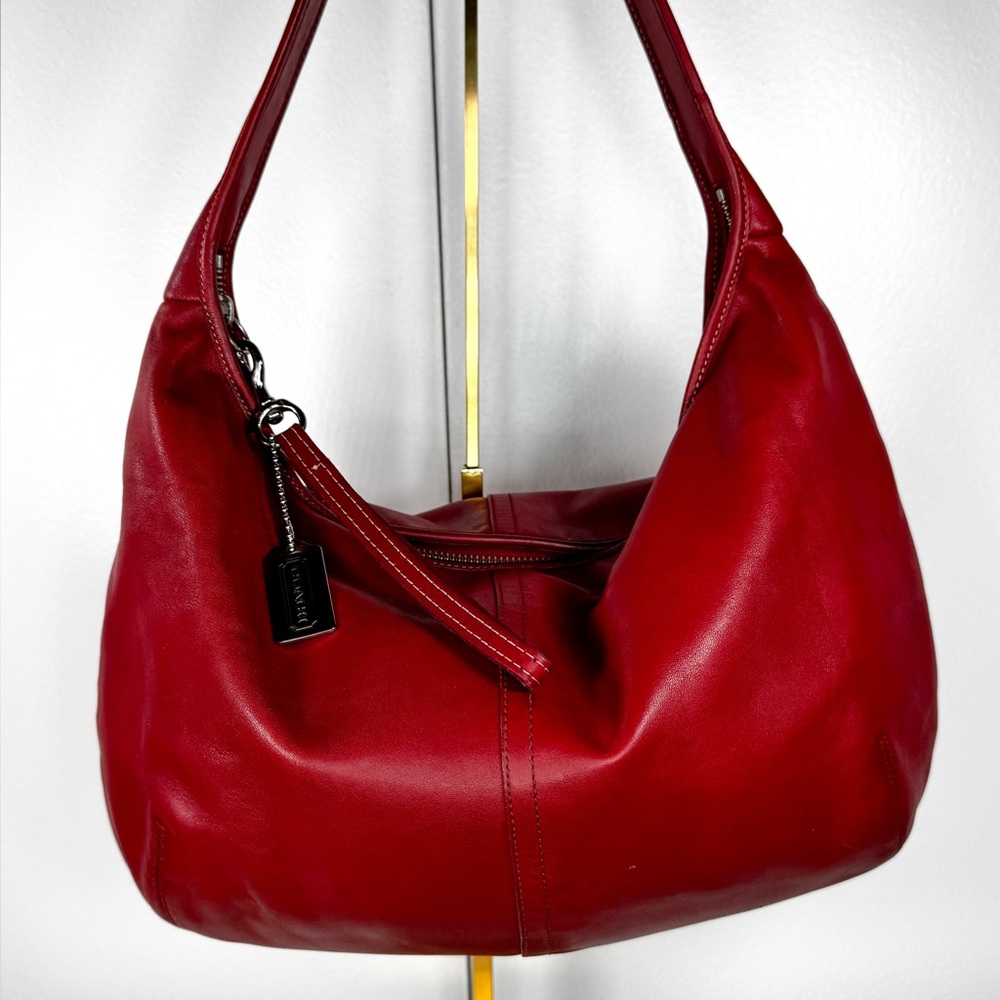 Coach Ergo Hobo Bag Red Leather Y2K Vintage 9221 Shoulder Bag